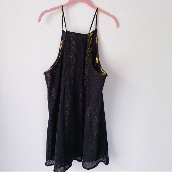 GIANNI BINI Black Mesh Overlay Tassels Mini Dress - Picture 3 of 5